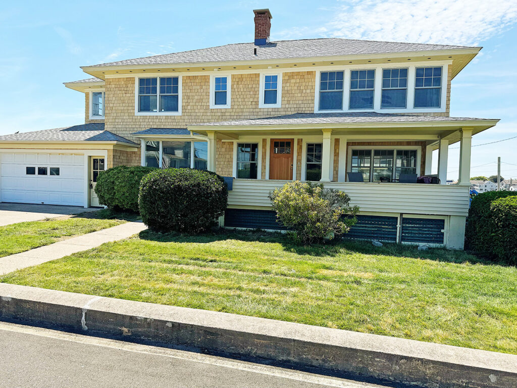 Newly renovated Groton Long Point home, available for summer and off-season academic rental. Features open living and outdoor patio with water views.